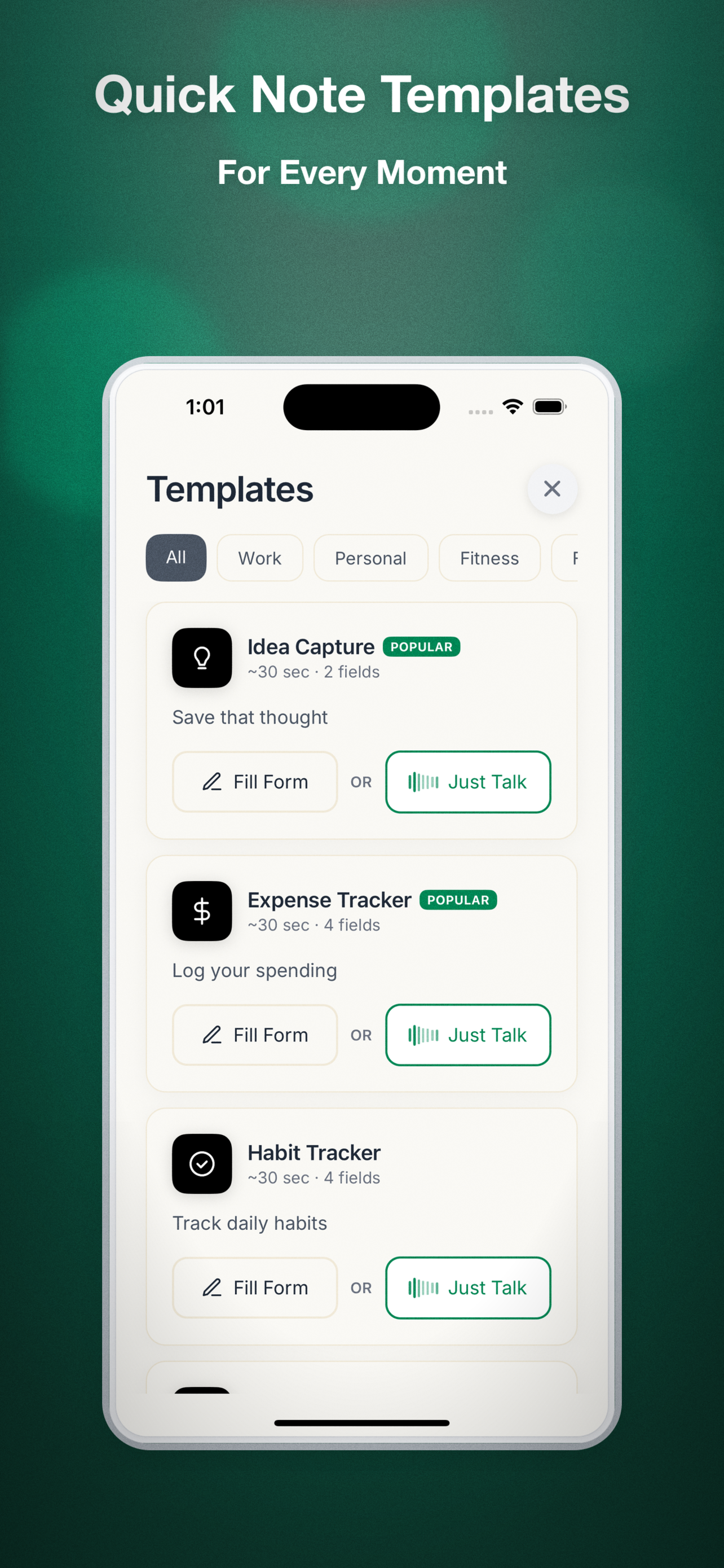 Quick Note Templates